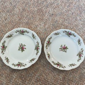 Vintage Johann Haviland Bavaria Germany Rose Moss Bread and butter Plates 6 1/4"